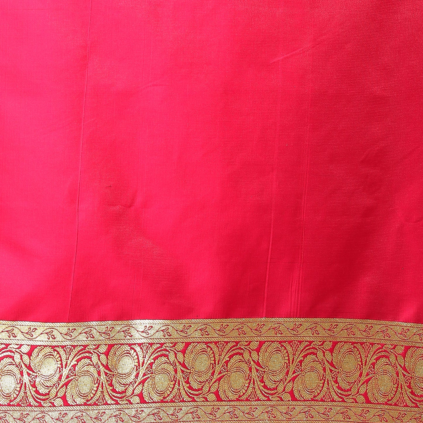 Faishana Presents Pink Satin Silk Mughal Motif Zari Booti With Skirt Border and Pink Blouse Banarasi Saree