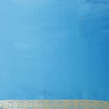 Faishana Presents Turqouise Blue Satin Silk Half Half Mughal Motif Booti With Skirt Border with Blue Blouse