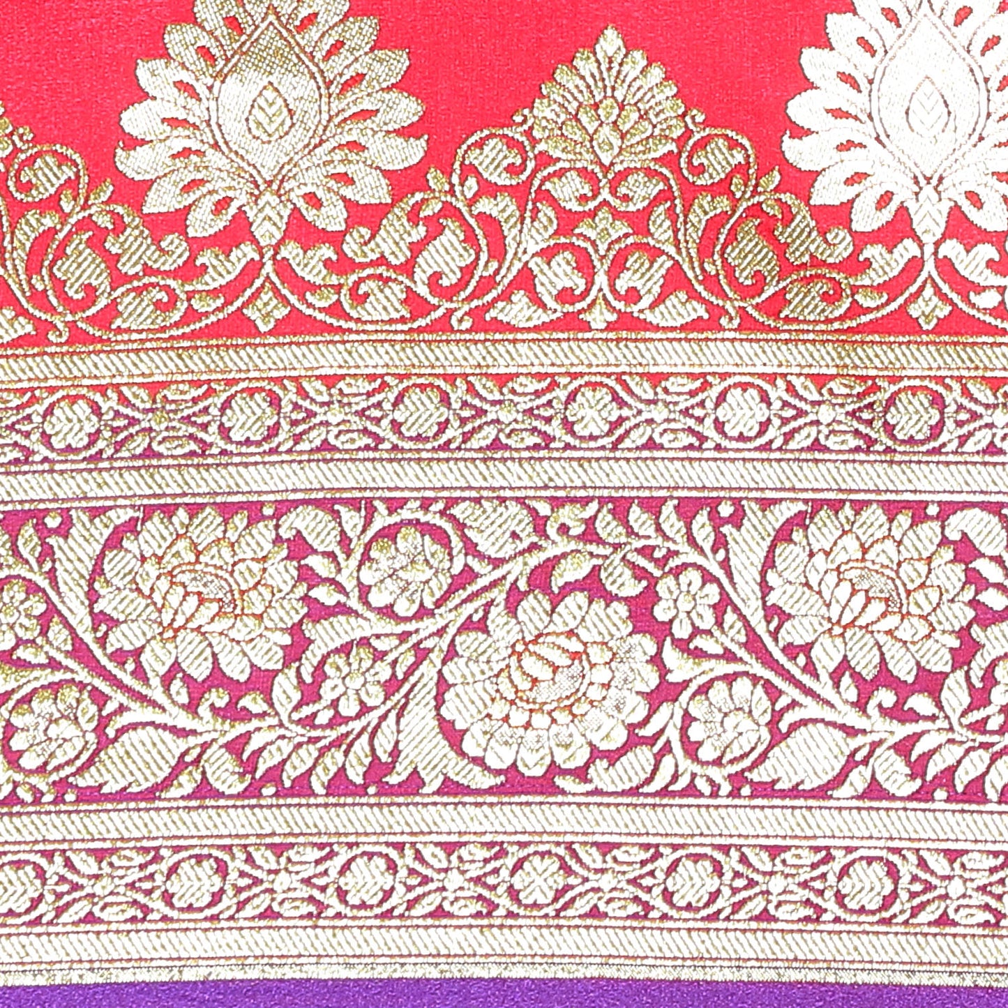 Faishana Presents Pink Satin Silk Mughal Motif Zari Jaal Booti Kadiyal Skirt Border with Blue Blouse Banarasi Saree