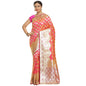 Faishana Presents Pink Booti Mughal Motif Banarasi Satin Silk Saree Kadiyal Skirt Pink Borde