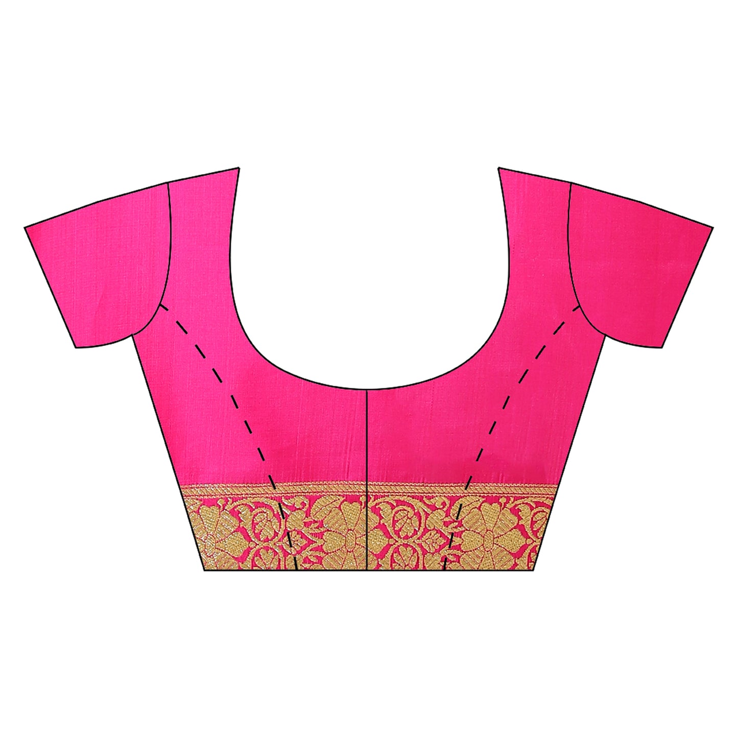Faishana Presents Pink Booti Mughal Motif Banarasi Satin Silk Saree Kadiyal Skirt Pink Borde