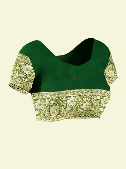Faishana Presents Purple Satin Silk Diagonal Zari Jaal Kadiyal Green Border & Pallu With Green Blouse Banarasi Saree