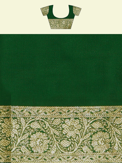 Faishana Presents Purple Satin Silk Diagonal Zari Jaal Kadiyal Green Border & Pallu With Green Blouse Banarasi Saree