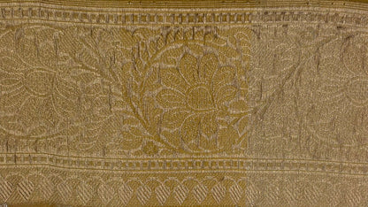 Faishana Pure Handloom Mustard Rang kaat Kora Tissue Silk Sona Rupa Kadhwa Zari Stripe with Kadhwa Sona Rupa Zari Boota and Mustard Blouse