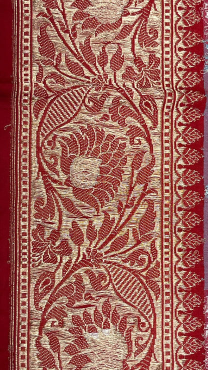 Essence of Tradition: Faishana Pure Handloom Katan Silk Rang kaat Golden Silver Zari Katan Silk Saree with Kadhwa Jungla Honey Bee Booti Blouse