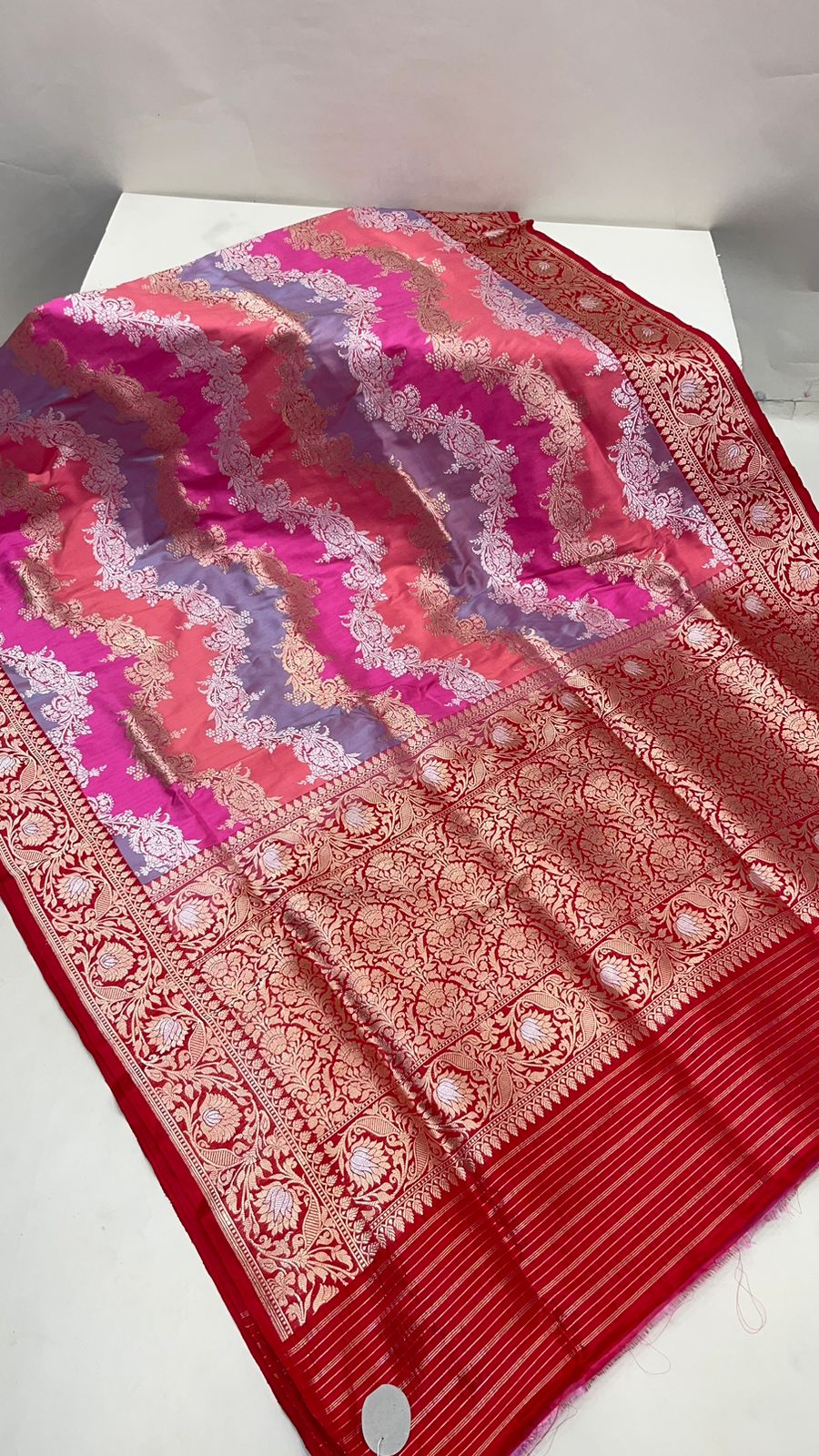 Essence of Tradition: Faishana Pure Handloom Katan Silk Rang kaat Golden Silver Zari Katan Silk Saree with Kadhwa Jungla Honey Bee Booti Blouse