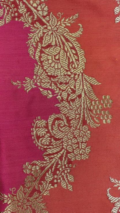Essence of Tradition: Faishana Pure Handloom Katan Silk Rang kaat Golden Silver Zari Katan Silk Saree with Kadhwa Jungla Honey Bee Booti Blouse