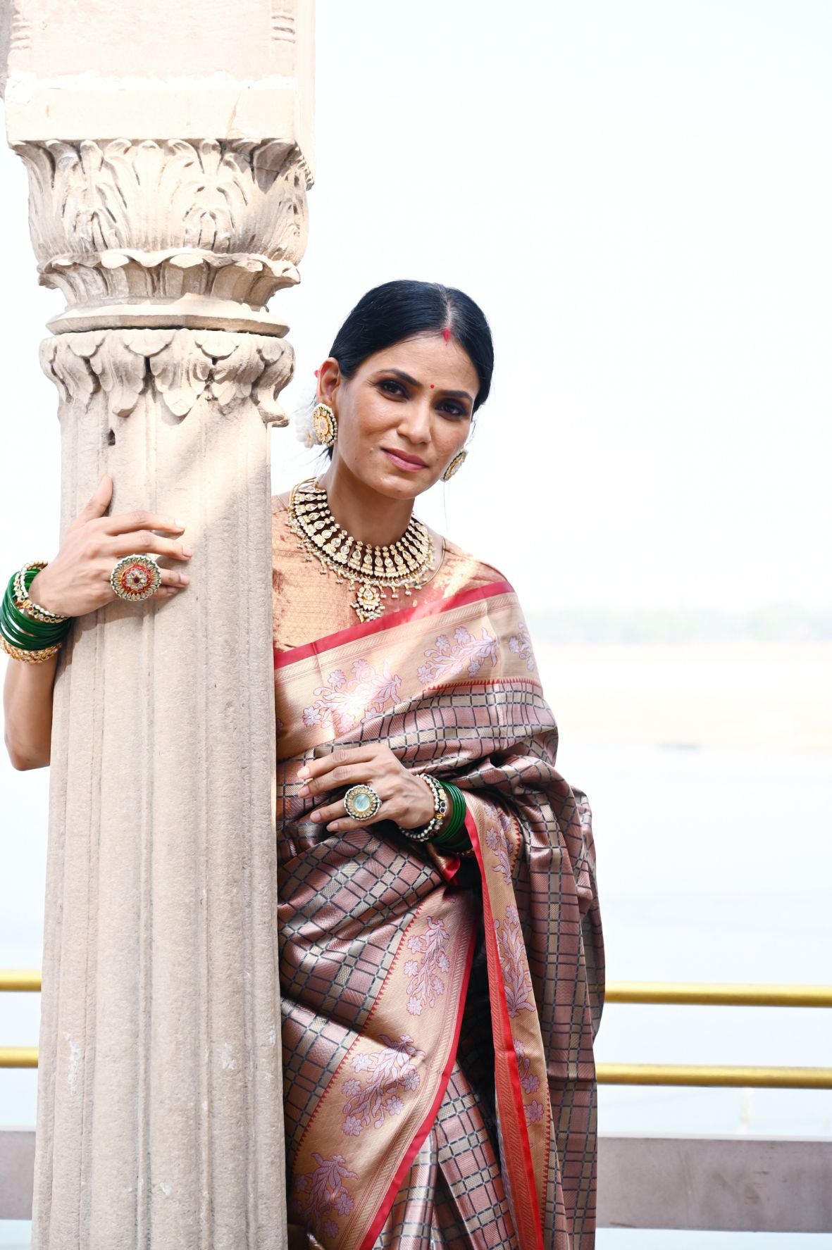 Brown Kanchi Silk Banarasi Sarees For Women GEBE3