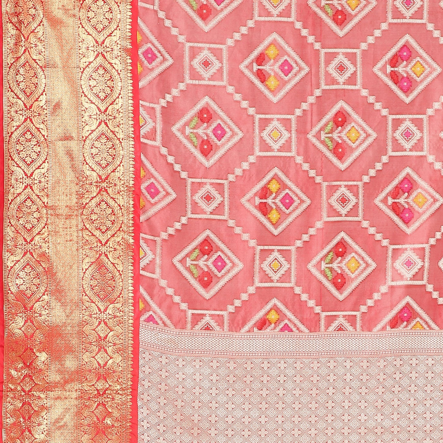 Faishana Presents Maroon Art Silk Meena Ikat Patola Patu Banarasi Saree With Maroon Blouse Piece