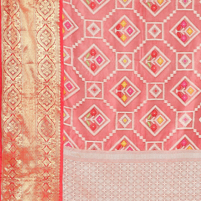 Faishana Presents Maroon Art Silk Meena Ikat Patola Patu Banarasi Saree With Maroon Blouse Piece