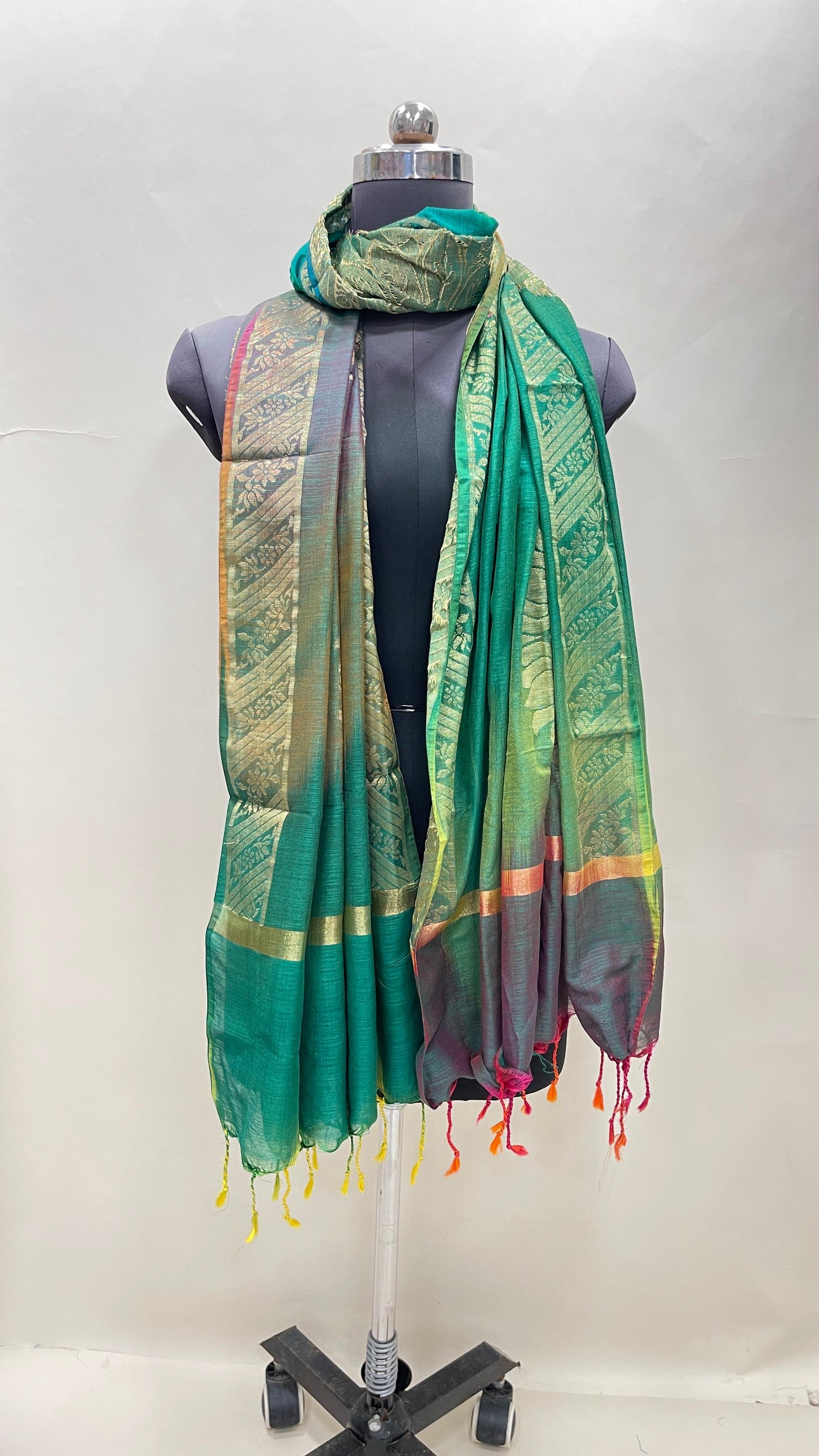 Multicolor Katan Georgette Floral Zari Dupatta ASDD_11