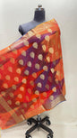 Multicolor Katan Georgette Floral Zari Dupatta ASDD_2