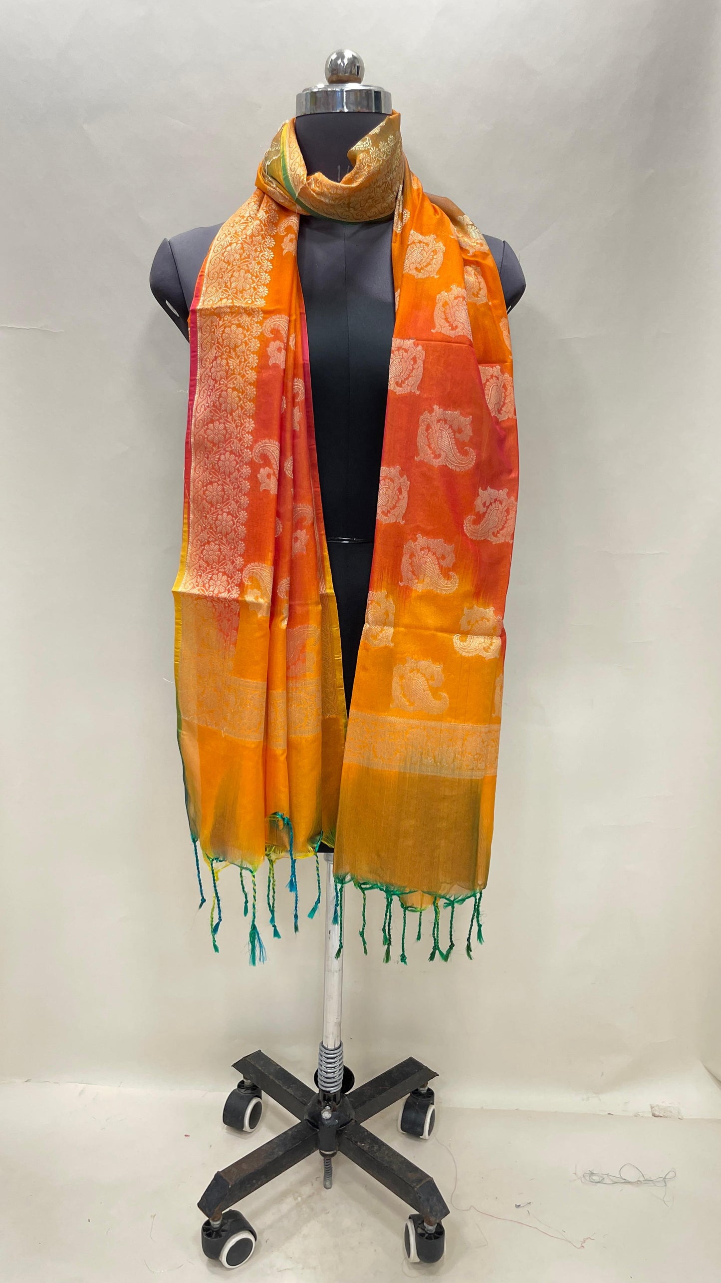 Multicolor Katan Georgette Floral Zari Dupatta ASDD_6