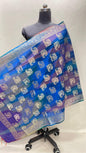Multicolor Katan Georgette Floral Zari Dupatta ASDD_9