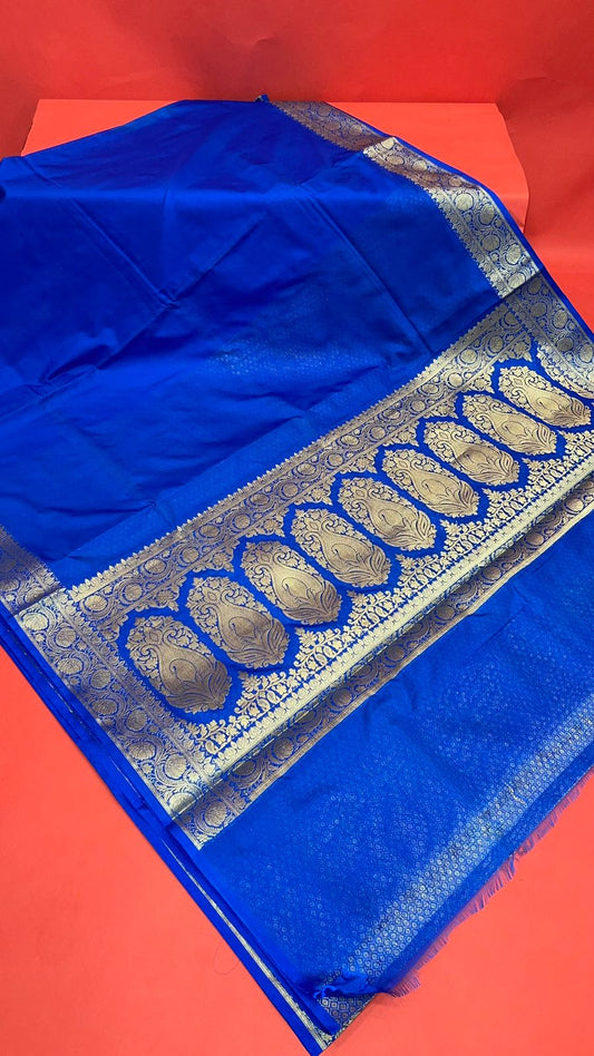 Blue Katan Silk Banarasi Sarees For Women GEASF202