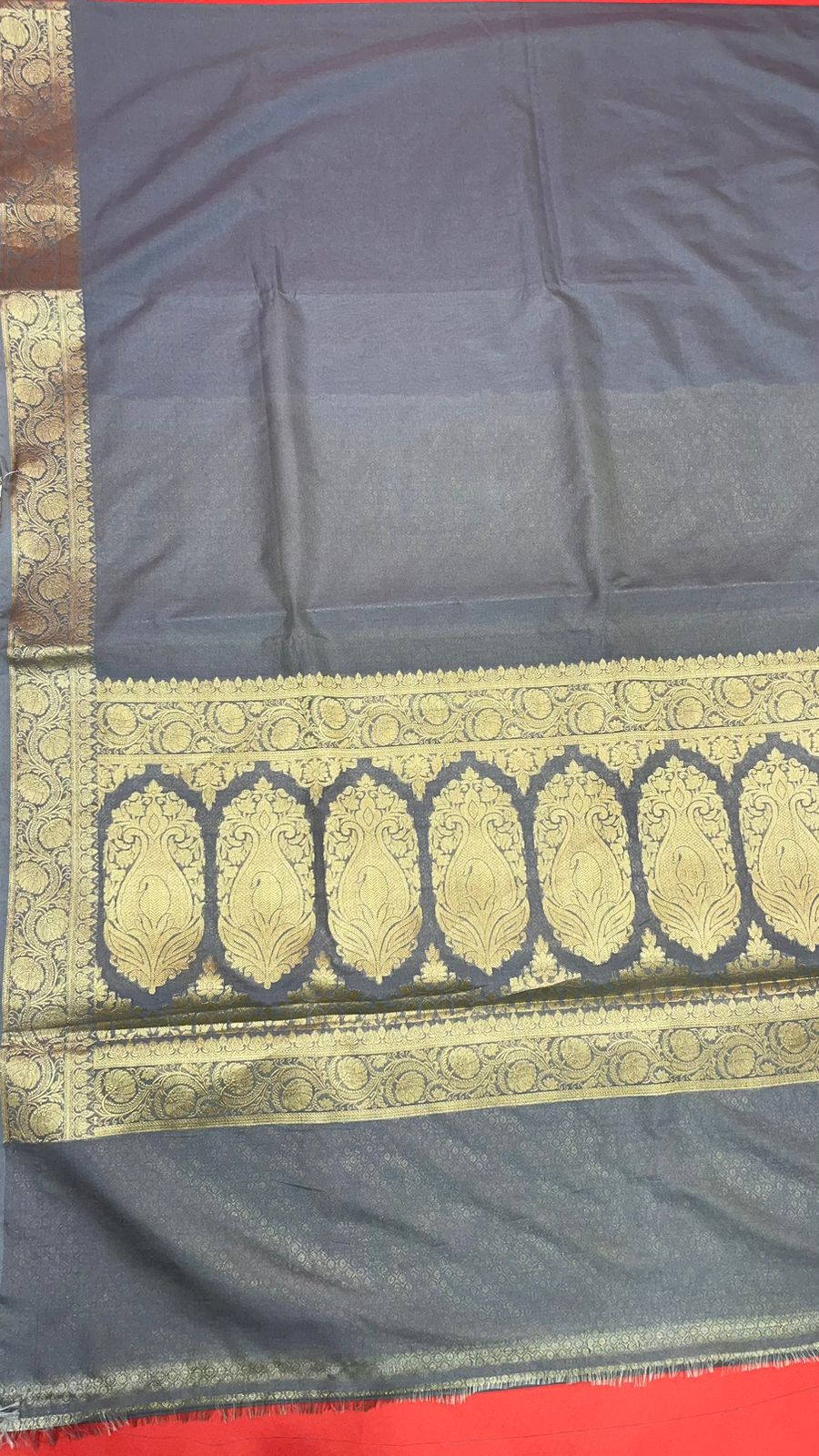 Grey Katan Silk Banarasi Sarees For Women GEASF205