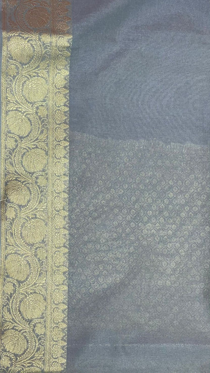 Grey Katan Silk Banarasi Sarees For Women GEASF205