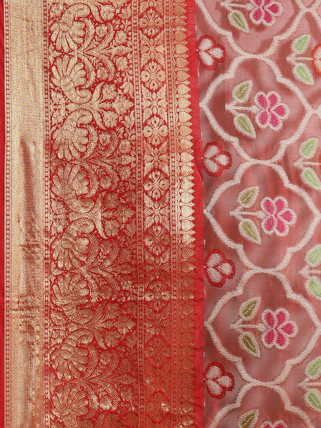Faishana Presents Maroon & Red Ikkat Patola Art Silk Kanchi Pattu Border With Red Blouse Banarasi Saree