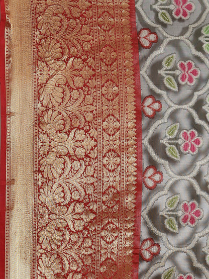 Faishana Presents Black & Maroon Ikkat Patola Art Silk Skirt Pattu Border With Maroon Blouse Banarasi Saree