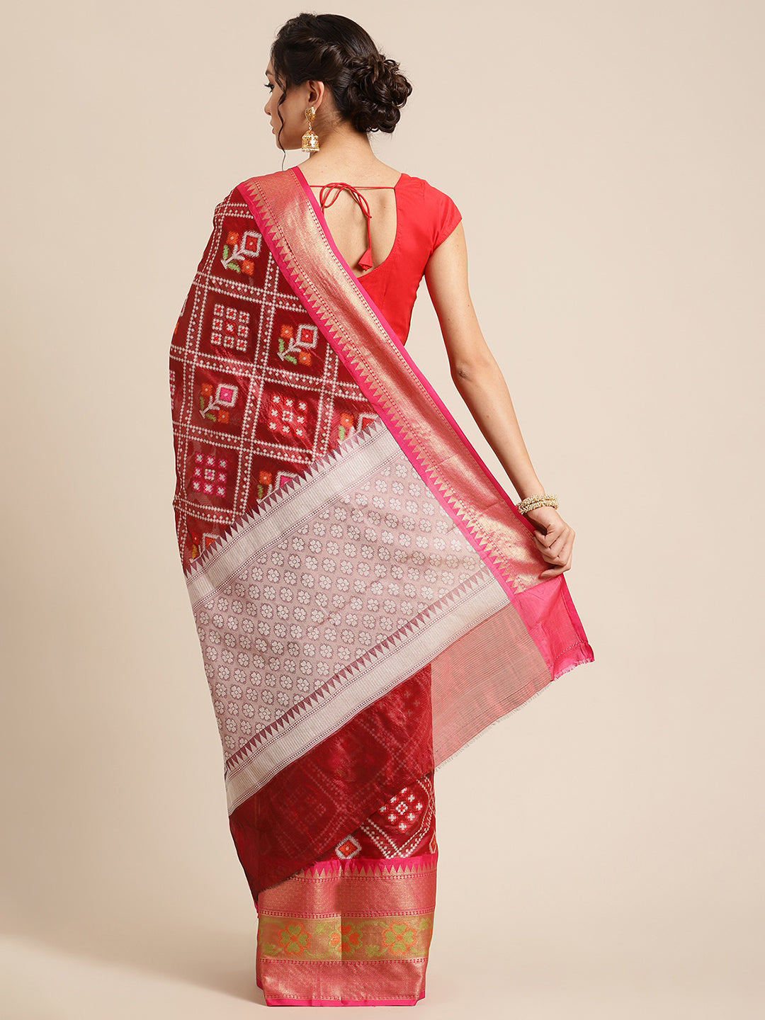 Maroon Art Silk Banarasi Sarees For Women GEASF_23