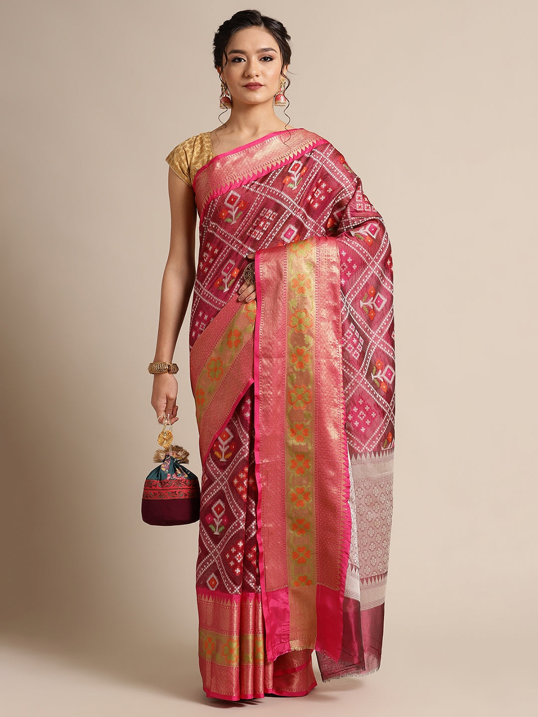 Magenta Art Silk Banarasi Sarees For Women GEASF_26