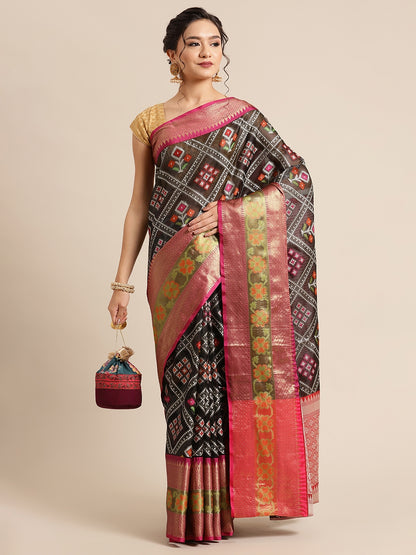 Black Art Silk Banarasi Sarees For Women GEASF_27