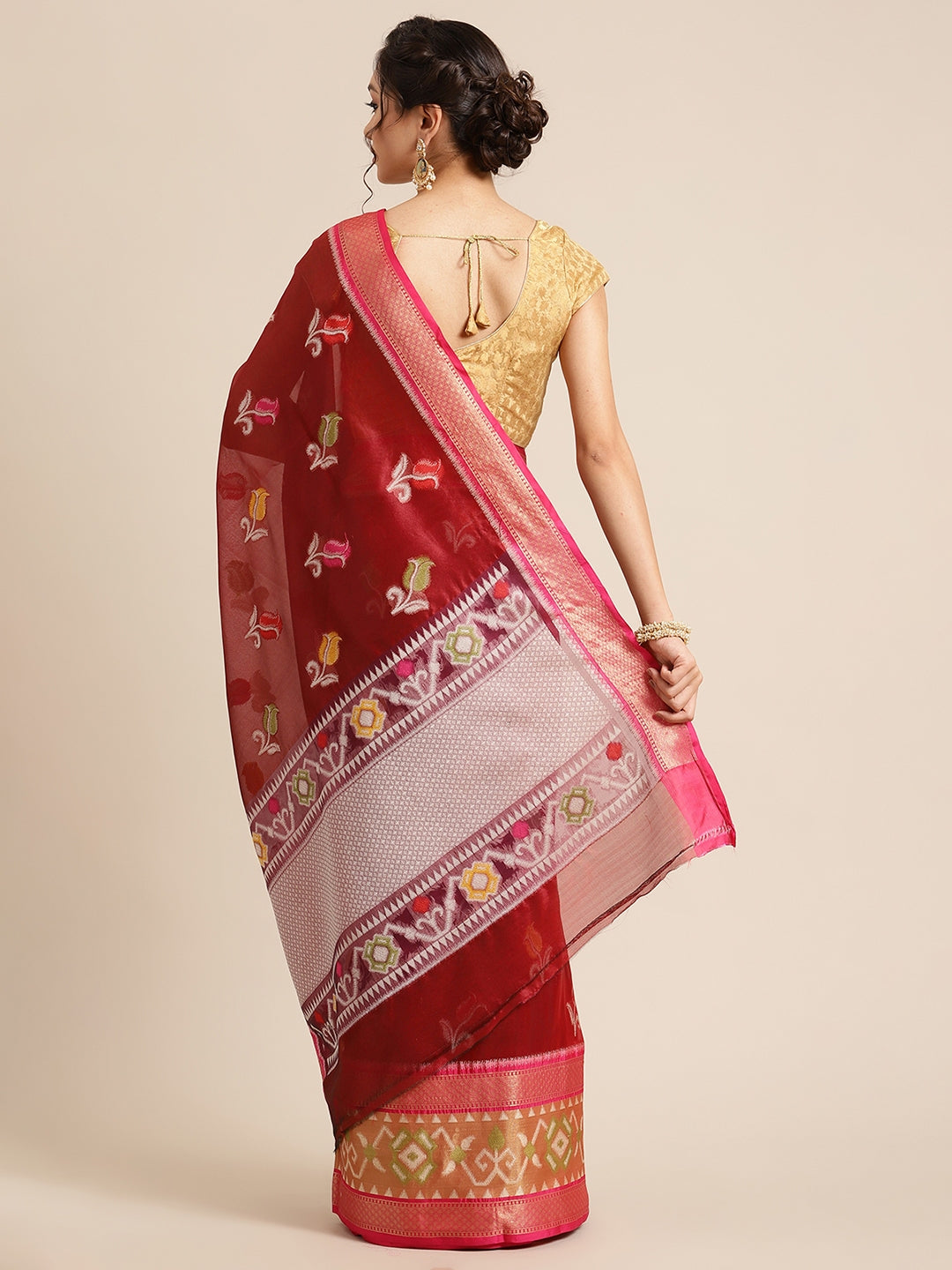 Maroon Art Silk Banarasi Sarees For Women GEASF_34