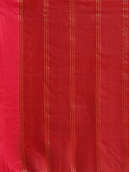 Faishana Presents Magenta & Red Rajkot Patola Art Silk Skirt Pattu Border With Red Blouse Banarasi Saree