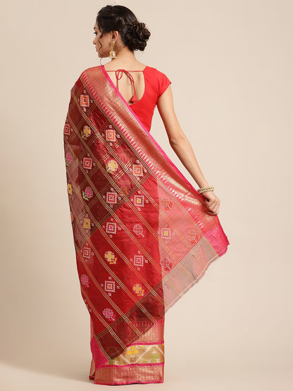Maroon Art Silk Banarasi Sarees For Women GEASF_42