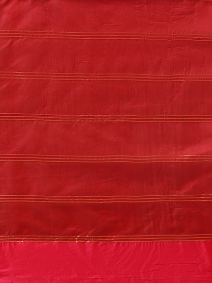 Faishana Presents Maroon & Red Rajkot Patola Art Silk Skirt Pattu Border With Red Blouse Banarasi Saree