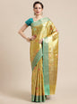 Faishana Presents Antique Gold & Seagreen Tissue Meena Jaal Zari Border With Seagreen Blouse Banarasi Saree
