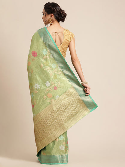 Green Tissue Banarasi Sarees For Women GEASF_55