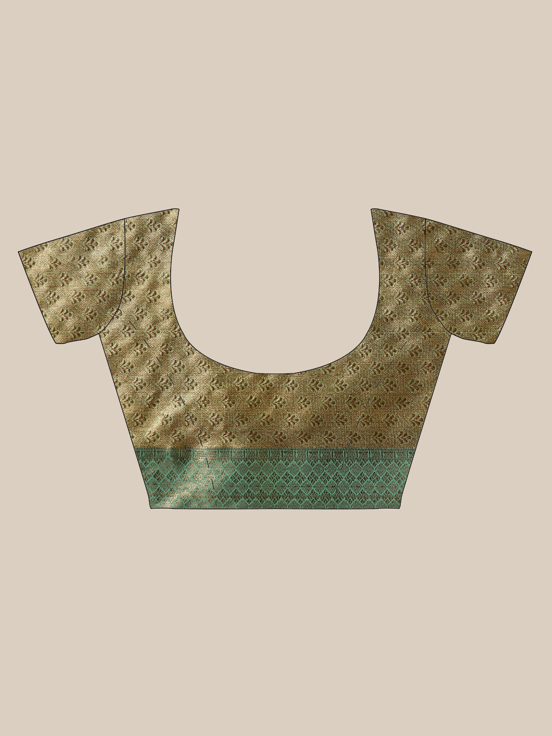 Faishana Presents Pistachio Gold & Seagreen Tissue Meena Jaal Zari Border With Seagreen Blouse Banarasi Saree