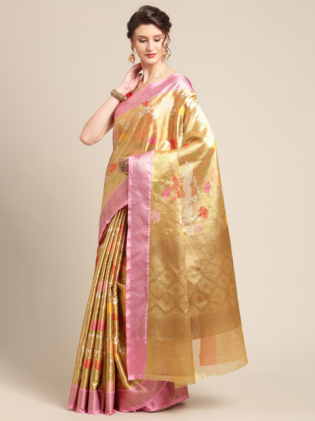Gold Tissue Banarasi Sarees For Women GEASF_56