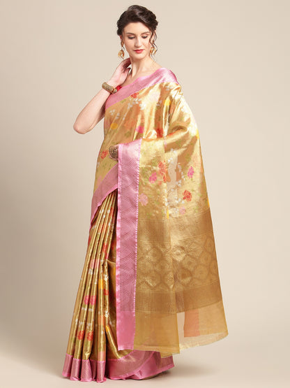 Gold Tissue Banarasi Sarees For Women GEASF_56