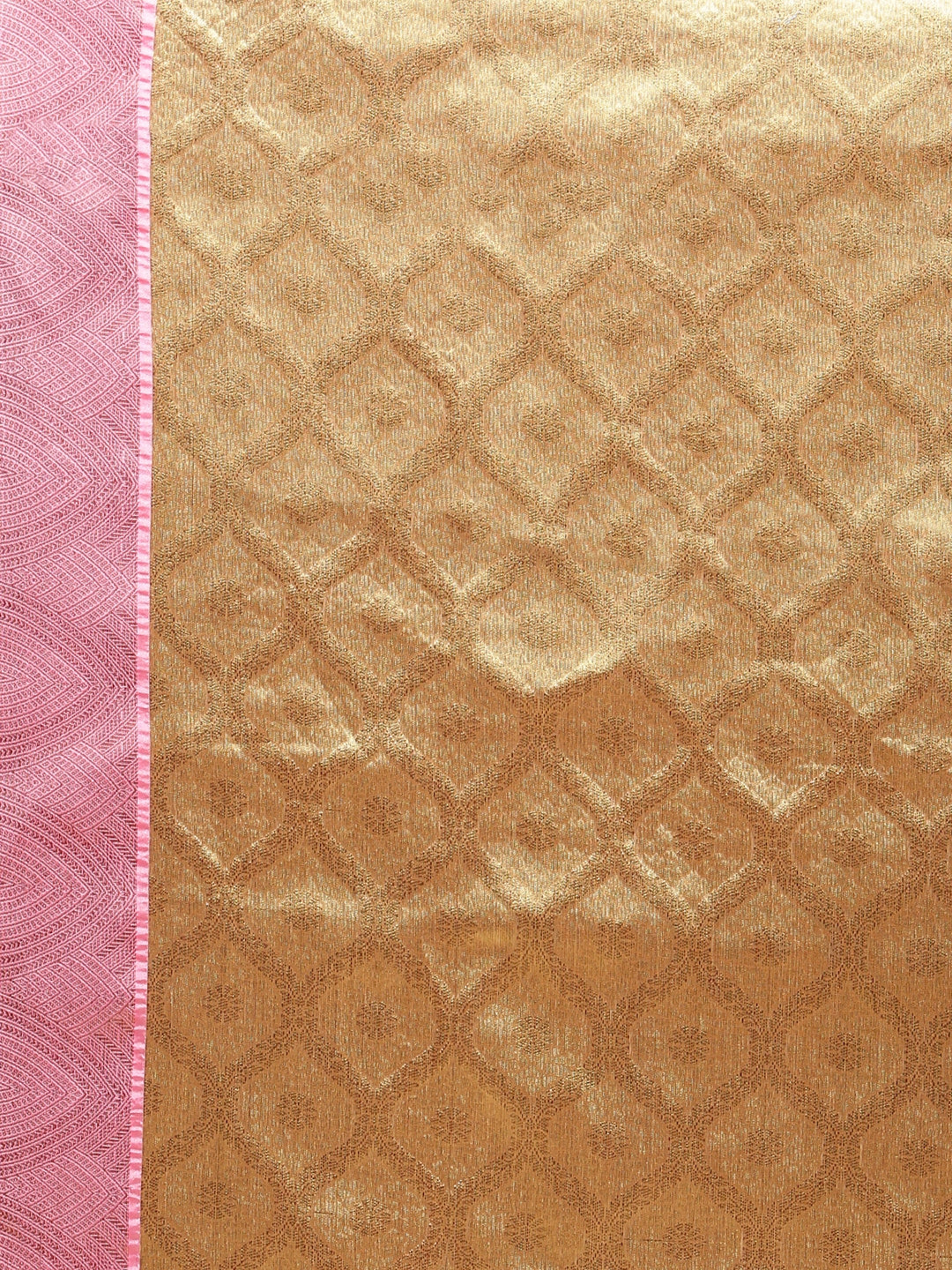 Faishana Presents Antique Gold & Pink Tilfi Jamdani Jaal Border With Gold Blouse Banarasi Saree