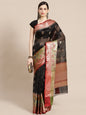Faishana Presents Black & Maroon Paithani Border With Booti Art Silk Skirt Paithani Border With Maroon Blouse Banarasi Saree
