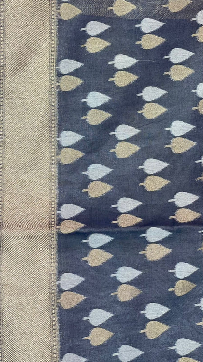 Grey Cotton Blend Banarasi Sarees For Women GEASF_700