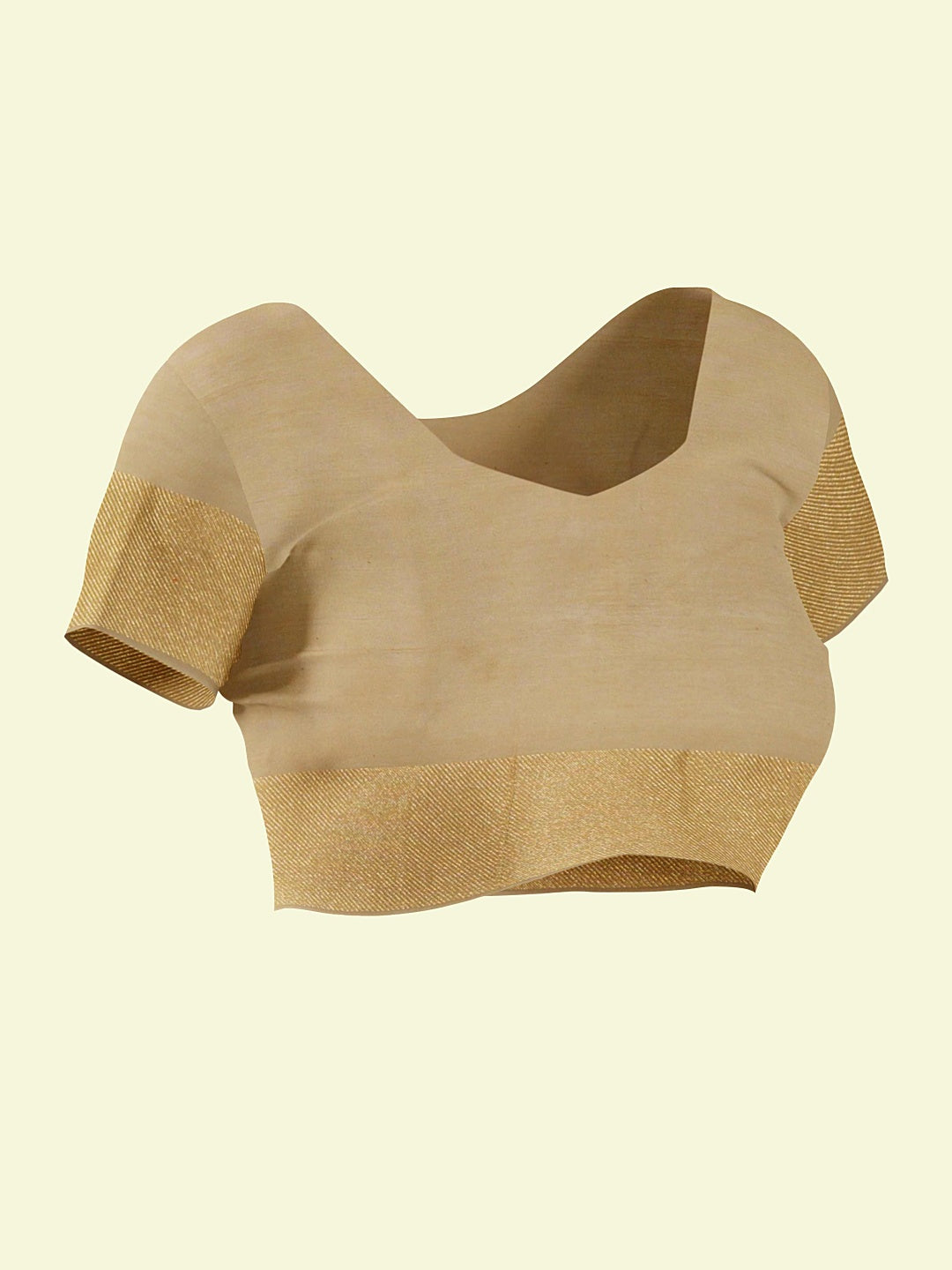 Faishana Presents Beige Kora Cotton Chunri Booti With Beige Blouse Banarasi Saree