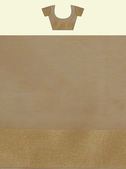 Faishana Presents Beige Kora Cotton Chunri Booti With Beige Blouse Banarasi Saree