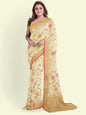 Faishana Presents Beige Cotton Tilfi Jaal Beige Border With Beige Blouse Banarasi Saree