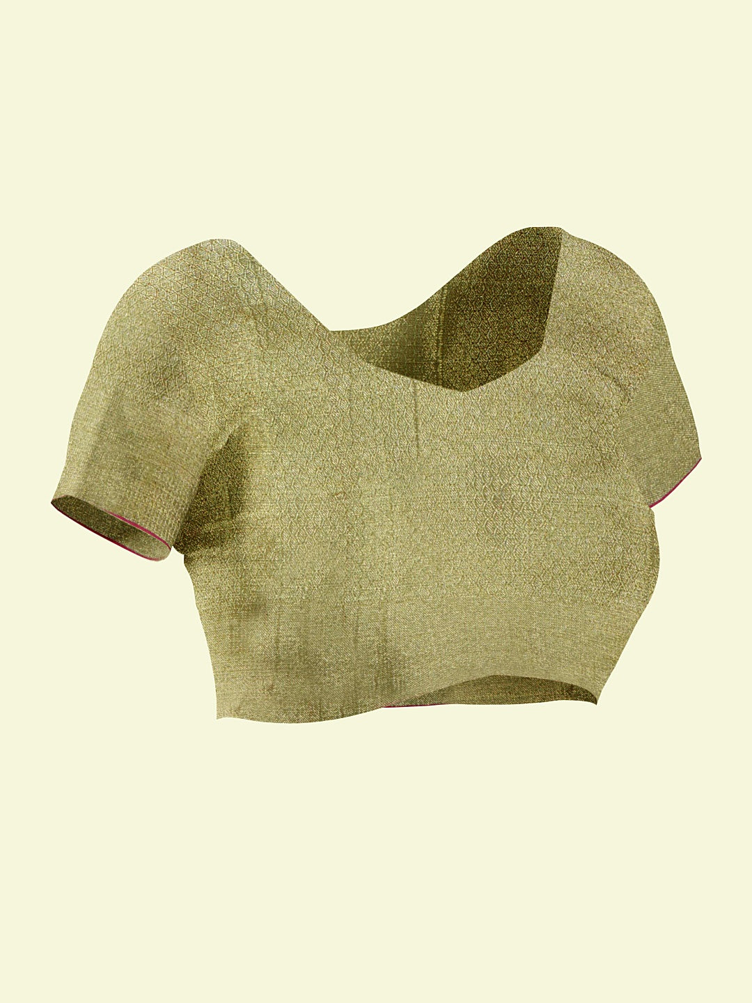 Faishana Presents Green Cotton Tilfi Jaal Beige Border With Green Blouse Banarasi Saree