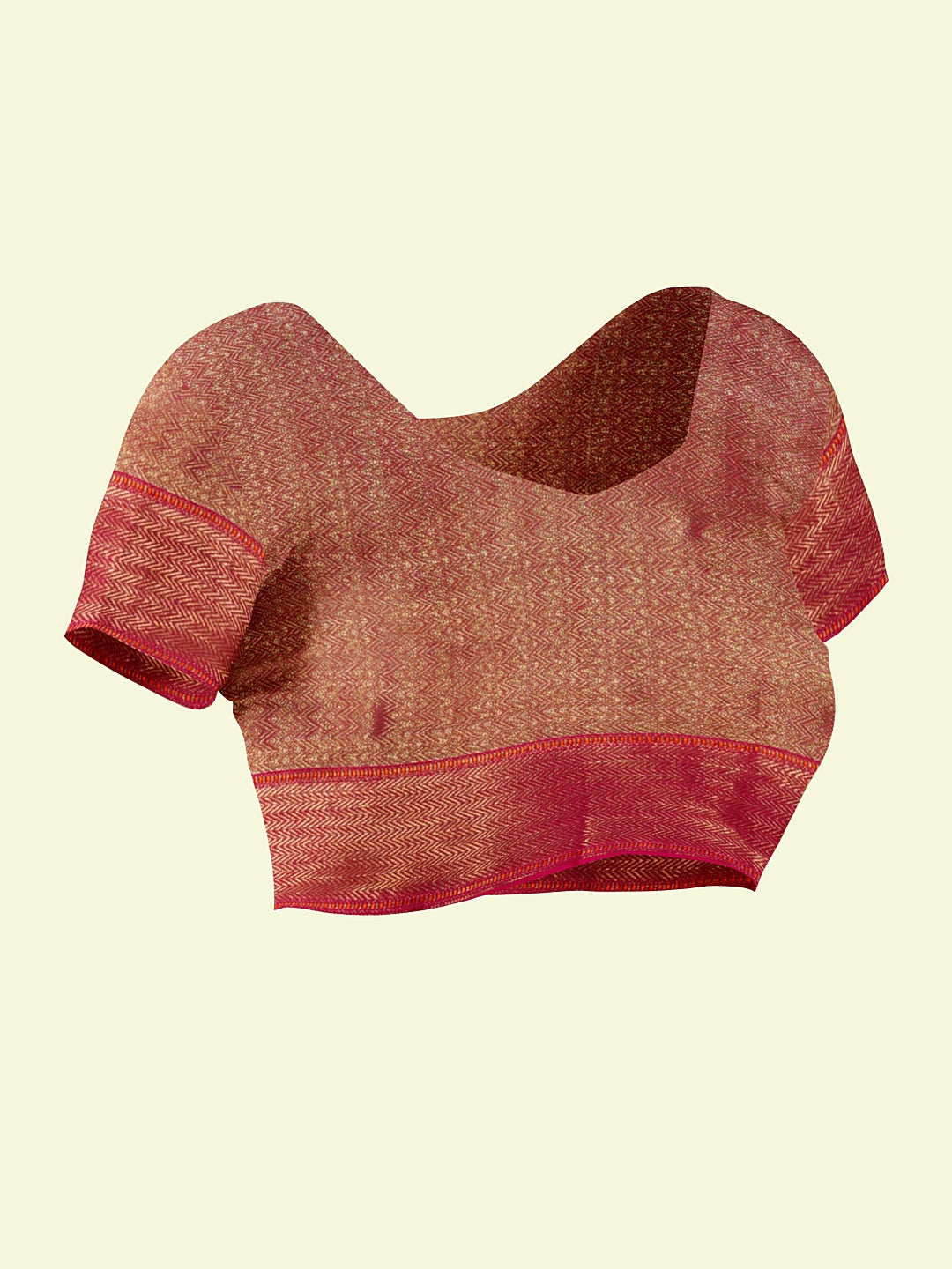 Faishana Presents Orange Green Cotton Floral Meena Booti With Pink Border And Pink Blouse Banarasi Saree