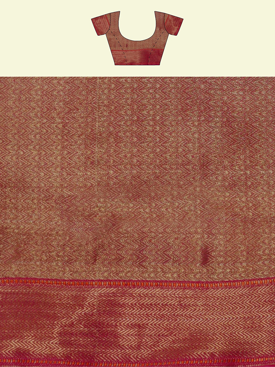 Faishana Presents Orange Green Cotton Floral Meena Booti With Pink Border And Pink Blouse Banarasi Saree