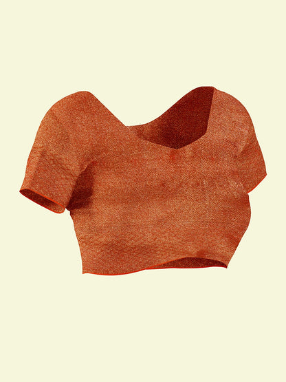 Faishana Presents Orange Cotton Abstarct Pattern With Orange Blouse Banarasi Saree