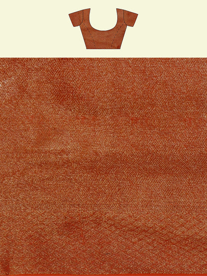 Faishana Presents Orange Cotton Abstarct Pattern With Orange Blouse Banarasi Saree