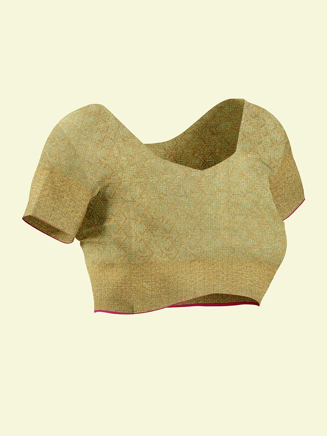 Faishana Presents Green Cotton Tilfi Jaal Booti Beige Border With Beige Blouse Banarasi Saree
