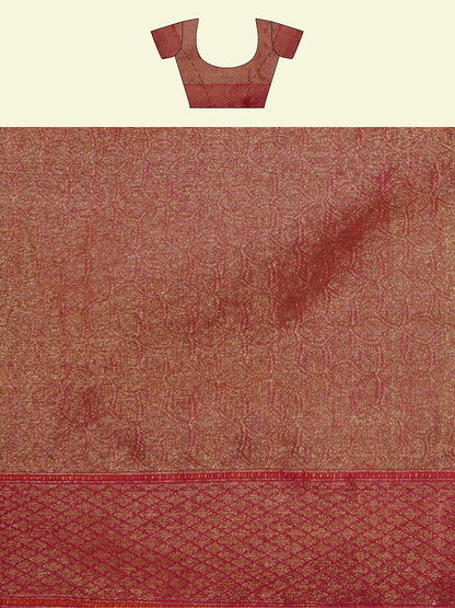 Faishana Presents Yellow Cotton Abstarct Design With Pink Blouse Banarasi Saree