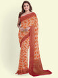 Faishana Presents Peach Green Cotton Abstarct Design With Pink Blouse Banarasi Saree