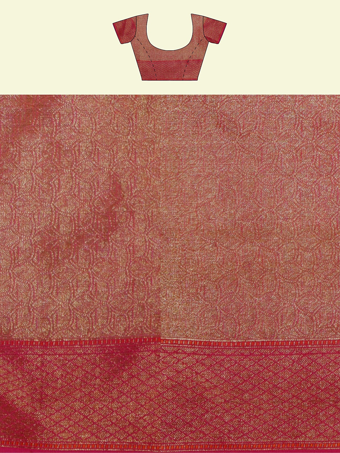 Faishana Presents Peach Green Cotton Abstarct Design With Pink Blouse Banarasi Saree